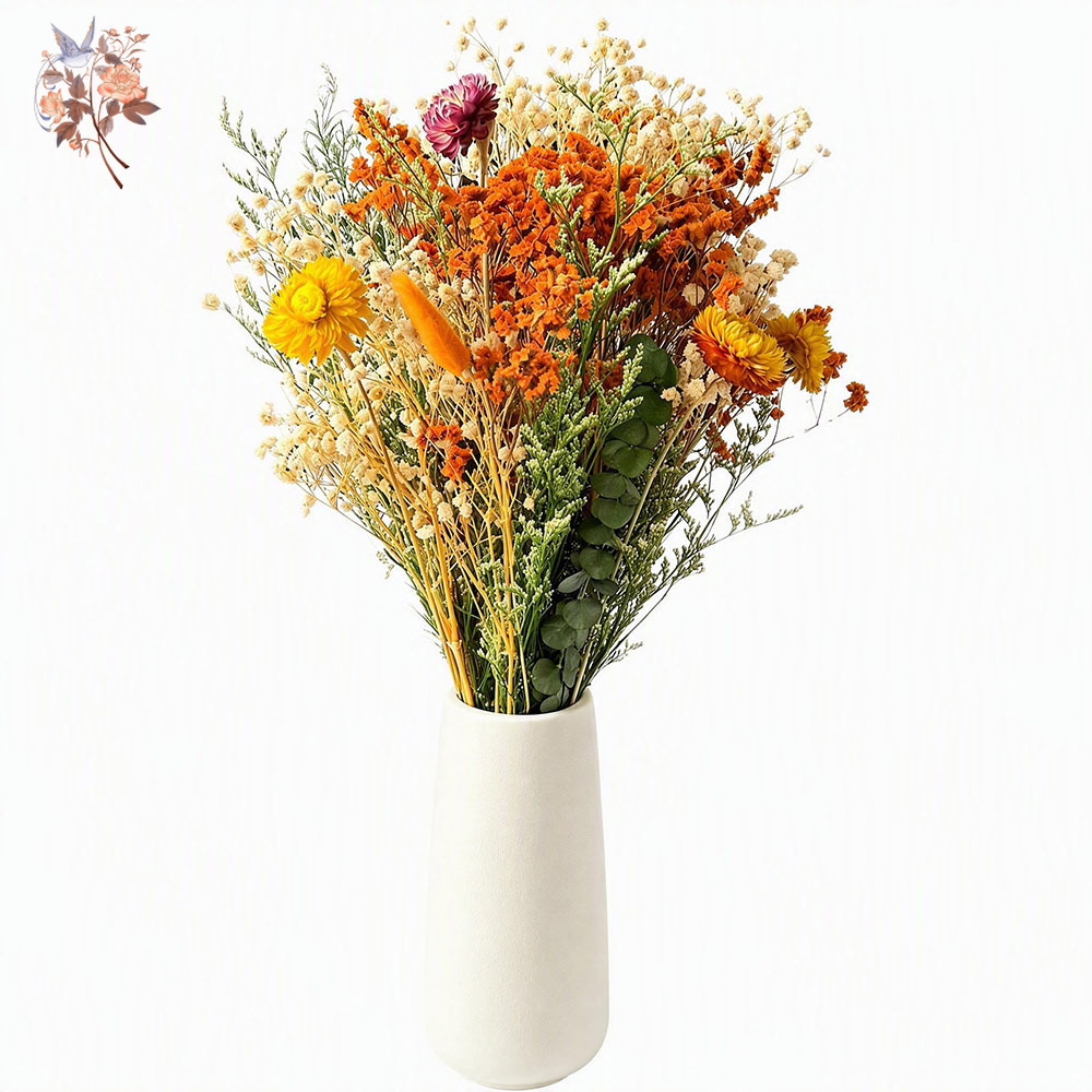 Dried Flower Bulk - 秋のドライフラワーブーケ、ナチュラルオレンジのパンパスグラスとユーカリ、感謝祭のテーブルセンターピース、ボヘミアンホームデコレーション、DIYギフト