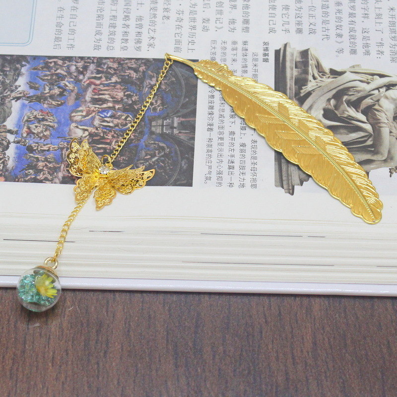 1pc 中国風の金属製の羽の形をしたブックマーク、クリエイテ - Dried Flower Bulk のレビューと価格