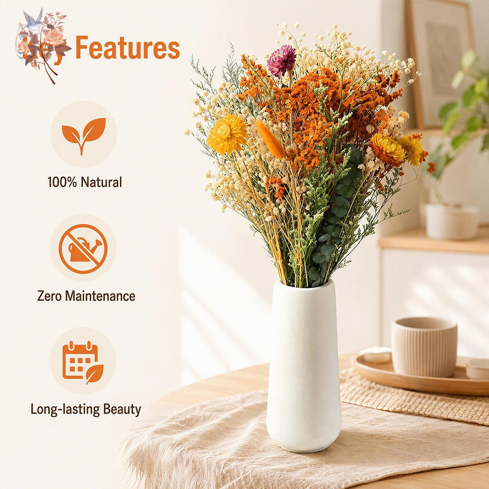 秋のドライフラワーブーケ、ナチュラルオレンジのパンパスグラス - Dried Flower Bulk のレビューと価格