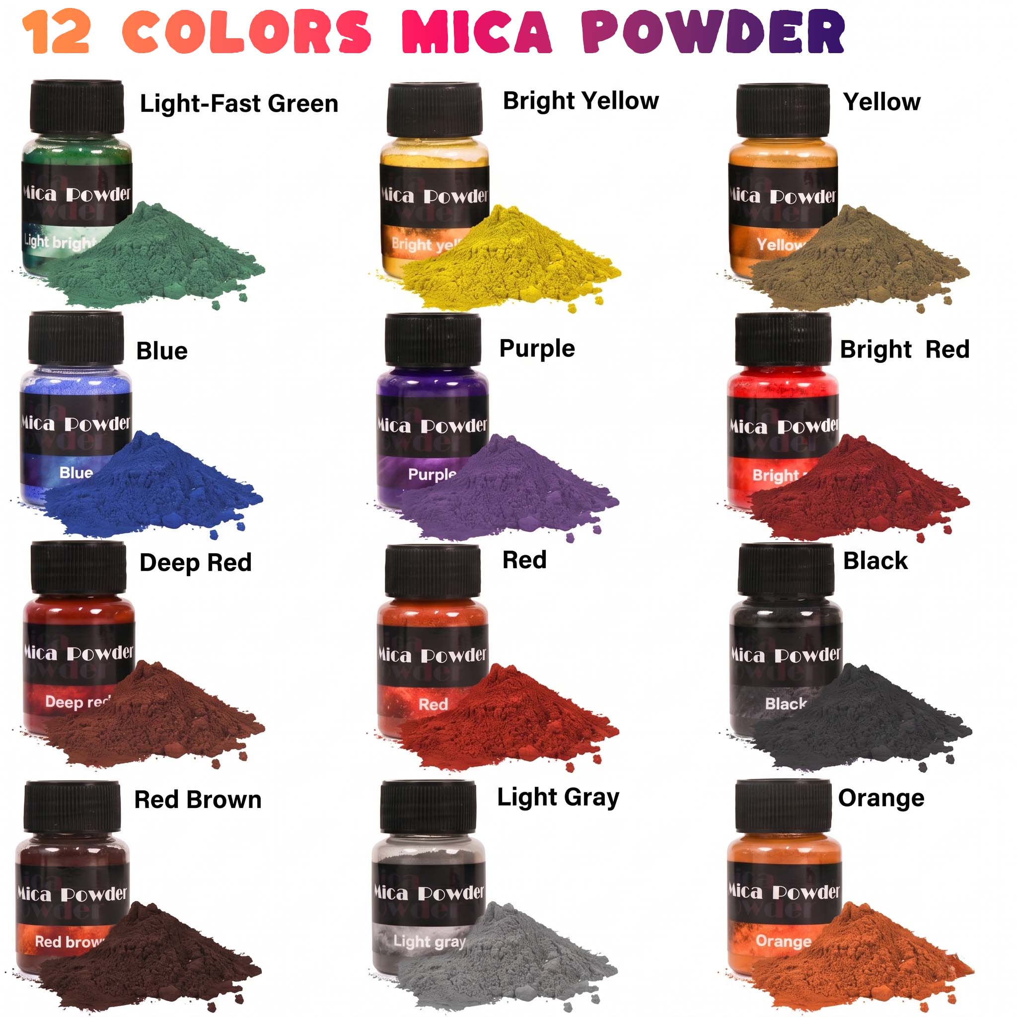 12 色の石膏顔料粉末染料 DIY クラフト樹脂コンクリート - Resin Pigment Set のレビューと価格
