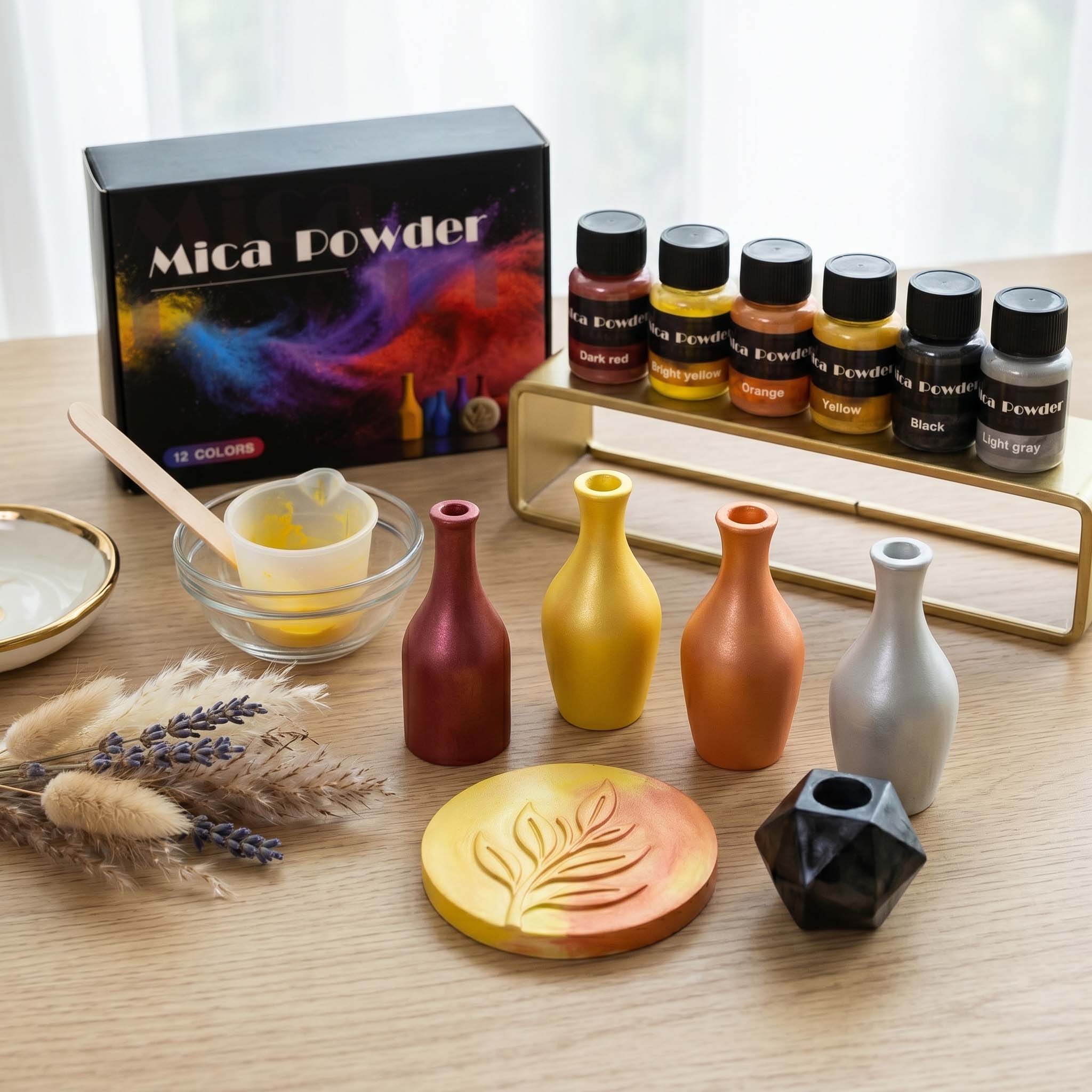 12 色の石膏顔料粉末染料 DIY クラフト樹脂コンクリート - Resin Pigment Set のレビューと価格